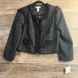 Covington Black Tweed Blazer with Fringe